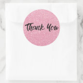 Sticker Rond Parties scintillant rose Merci tendance (Sac)