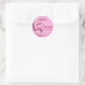 Sticker Rond Parties scintillant rose mignon ballon no.5 girly  (Sac)