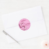 Sticker Rond Parties scintillant rose mignon ballon no.5 girly  (Enveloppe)