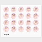 Sticker Rond Parties scintillant rose mignonne Baby shower Anni (Feuille)