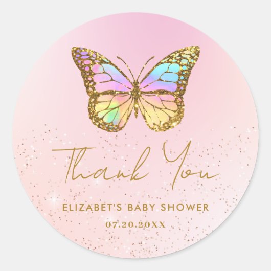 Sticker Rond Parties scintillant rose mignonne Baby shower Anni (Devant)