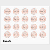 Sticker Rond Parties scintillant rose or cerisier fleurs Merci (Feuille)