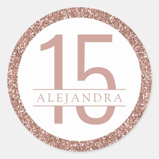 Sticker Rond Parties scintillant rose or rose Quince moderne Añ (Devant)