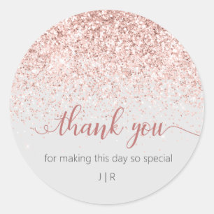 Sticker Rond Parties scintillant rose pâle Monogramme Mariage F