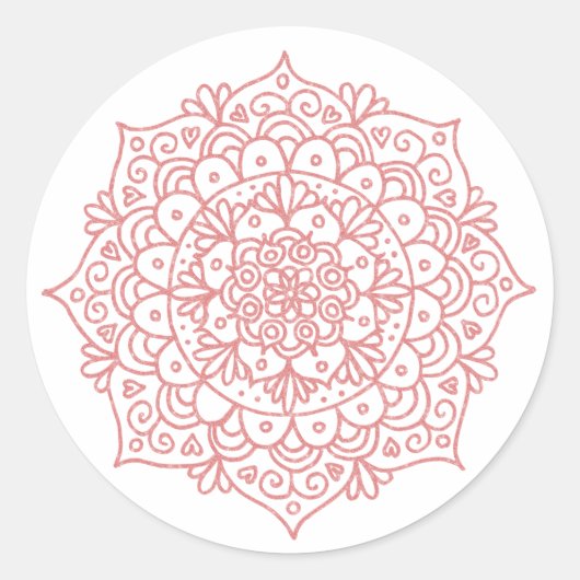 Sticker Rond Parties scintillant rose rose or Mandala Flower (Devant)