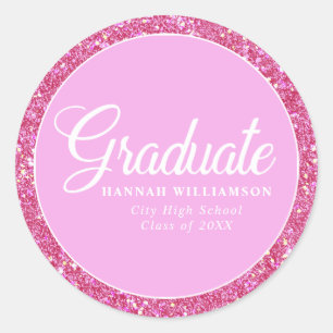 Sticker Rond Parties scintillant rose Sceau de l'enveloppe de g