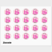 Sticker Rond Parties scintillant rose sucré 16 Ballons d'annive (Feuille)