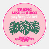 Sticker Rond Parties scintillant rose tropicale Monstera Bachel (Devant)