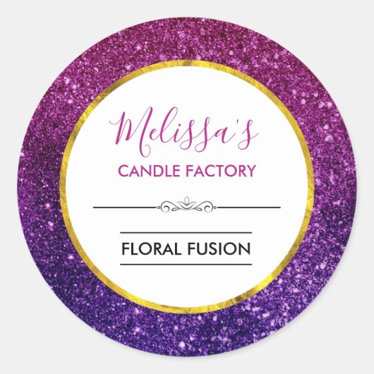 Sticker Rond Parties scintillant rose violet étincelante Gems B (Devant)