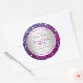 Sticker Rond Parties scintillant rose violet Étoiles étincelles (Enveloppe)