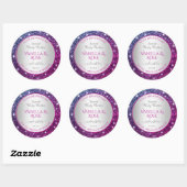 Sticker Rond Parties scintillant rose violet Étoiles étincelles (Feuille)