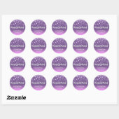 Sticker Rond Parties scintillant rose violet Joyeux anniversair (Feuille)
