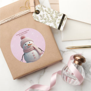 Sticker Rond Parties scintillant roses Baby shower de snowman d