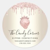 Sticker Rond Parties scintillant roses gouttes de fraise Confec (Devant)