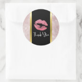 Sticker Rond Parties scintillant roses lèvres et Rose Feuille d (Sac)