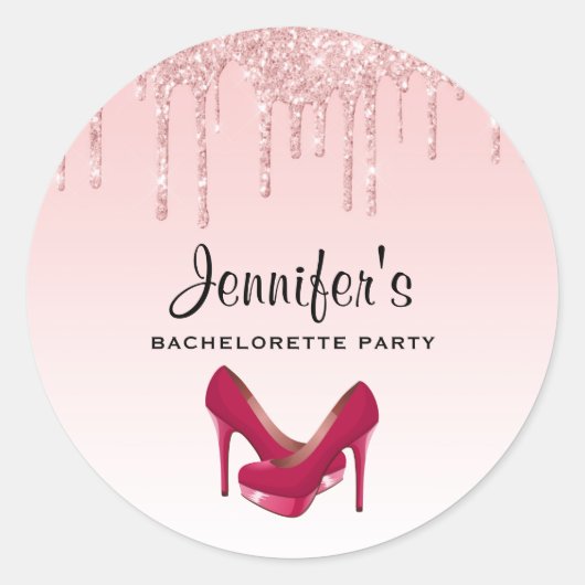 Sticker Rond Parties scintillant roses modernes et talons hauts (Devant)