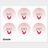 Sticker Rond Parties scintillant roses modernes et talons hauts (Feuille)