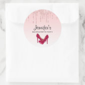 Sticker Rond Parties scintillant roses modernes et talons hauts (Sac)