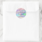 Sticker Rond Parties scintillant roses tendance Faux Holographe (Sac)
