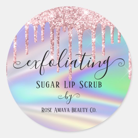 Sticker Rond Parties scintillant roses tendance Faux Holographe (Devant)