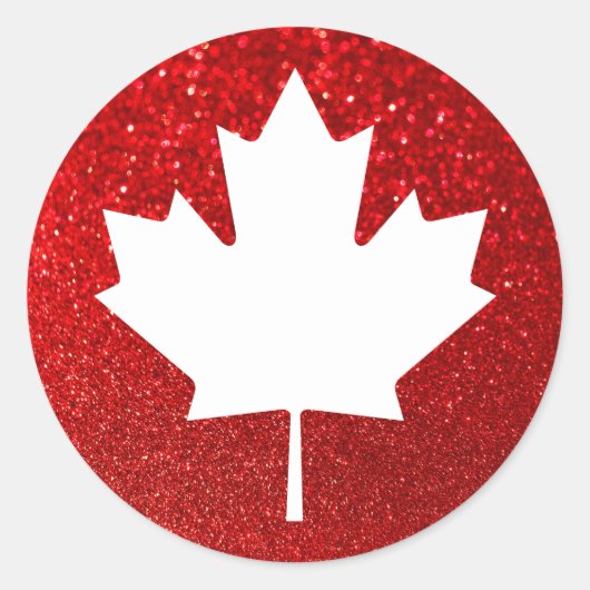 Sticker Rond Parties scintillant rouge Faux Feuille d'érable bl (Devant)