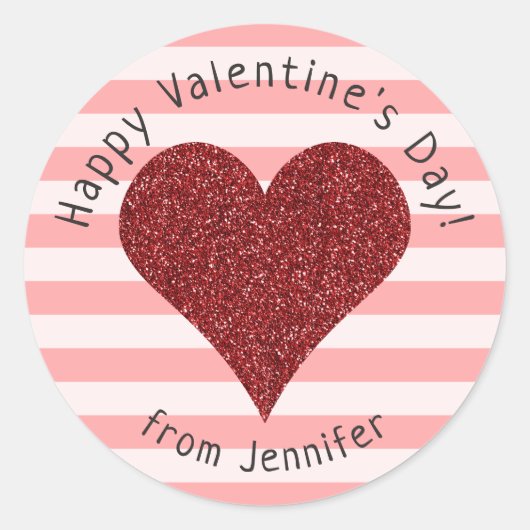 Sticker Rond Parties scintillant rouge Heureuse Sainte-Valentin (Devant)