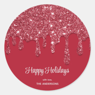 Sticker Rond Parties scintillant rouge personnalisée