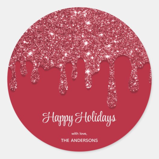 Sticker Rond Parties scintillant rouge personnalisée (Devant)