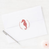 Sticker Rond Parties scintillant Rouge Seahorse Tropical Beach (Enveloppe)