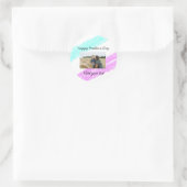 Sticker Rond Parties scintillant simple rose bleu jour mère ajo (Sac)