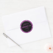 Sticker Rond Parties scintillant sweet sixteen Noir Et Rose (Enveloppe)