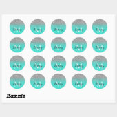 Sticker Rond Parties scintillant Turquoise Argent Ombre Monogra (Feuille)