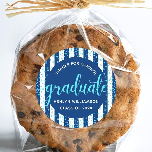 Sticker Rond Parties scintillant turquoise Confetti Script