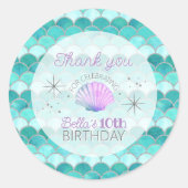 Sticker Rond Parties scintillant Turquoise échelle de sirène An (Devant)