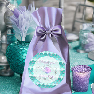 Sticker Rond Parties scintillant Turquoise échelle de sirène An