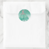 Sticker Rond Parties scintillant turquoise et argentée Glamour (Sac)