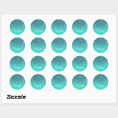 Sticker Rond Parties scintillant Turquoise Faux et dégradé turq (Feuille)