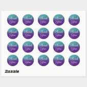 Sticker Rond Parties scintillant Turquoise Faux Royal Purple Om (Feuille)