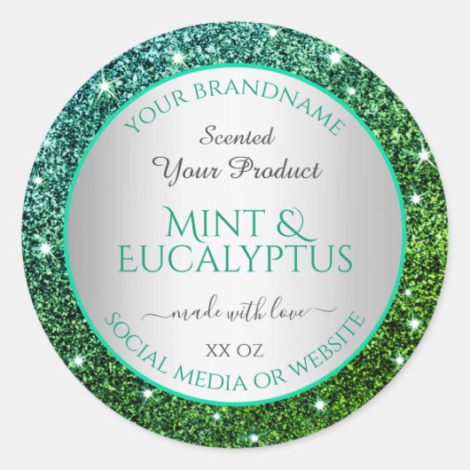 Sticker Rond Parties scintillant Turquoise Flashy Vert Étiquett (Devant)