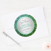 Sticker Rond Parties scintillant Turquoise Flashy Vert Étiquett (Enveloppe)