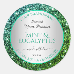 Sticker Rond Parties scintillant Turquoise Flashy Vert Étiquett