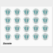 Sticker Rond Parties scintillant turquoise Gree Pieds Baby show (Feuille)