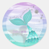 Sticker Rond Parties scintillant Turquoise Queue de sirène Anni (Devant)