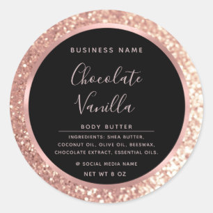 Sticker Rond Parties scintillant typographie cercle feuille ros