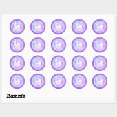 Sticker Rond Parties scintillant Unicorne rose violet personnal (Feuille)