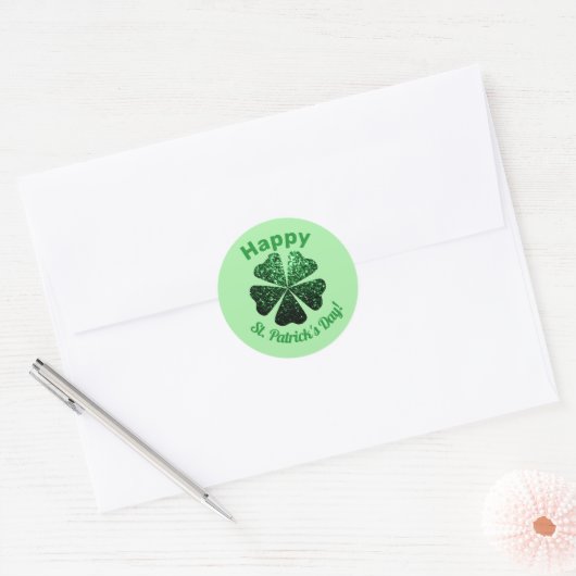 Sticker Rond Parties scintillant vert foncé pétillant Shamrock  (Enveloppe)