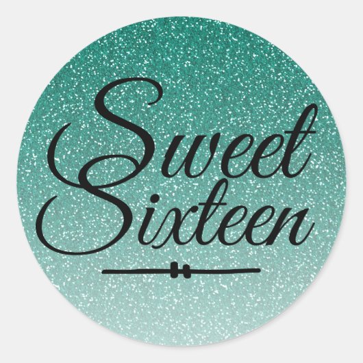 Sticker Rond Parties scintillant verte chic ombre Sweet 16 (Devant)