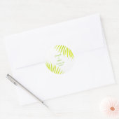 Sticker Rond Parties scintillant verte Feuille de palme blanc M (Enveloppe)