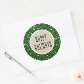 Sticker Rond Parties scintillant Verte & Rustique Kraft Holiday (Enveloppe)