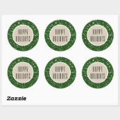Sticker Rond Parties scintillant Verte & Rustique Kraft Holiday (Feuille)